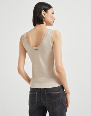 リブジャージー トップ クールベージュ レディース - Brunello Cucinelli