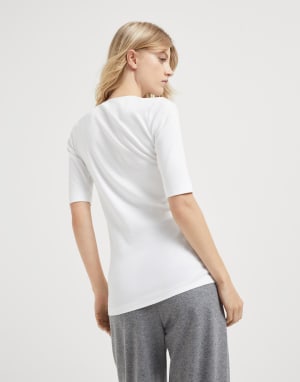 Ribbed jersey T-shirt White Woman - Brunello Cucinelli