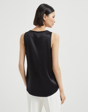 Top aus Satin Schwarz Damen - Brunello Cucinelli