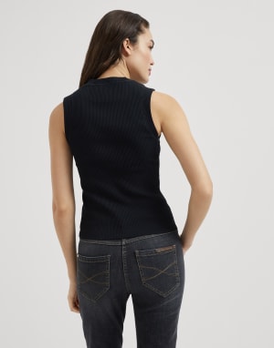 Haut en jersey côtelé Noir Femme - Brunello Cucinelli
