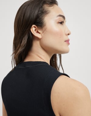 Haut en jersey côtelé Noir Femme - Brunello Cucinelli