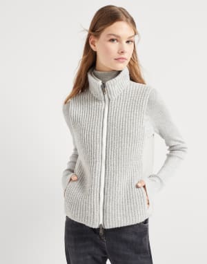 Plumífero sin mangas de cachemir Gris Claro Mujer - Brunello Cucinelli