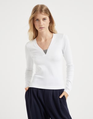 Tシャツ・カットソー BRUNELLO CUCINELLI SILK V-NECKED TOP Women's tops, t-shirts and polos | Brunello Cucinelli