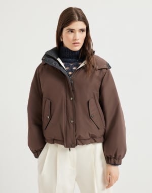 【完売必至】ブルネロ・クチネリ リバーシブルダウンジャケット Brunello Cucinelli リバーシブル パデッドジャケット | ブルー