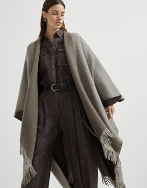 Cashmere flannel poncho Light Brown Woman - Brunello Cucinelli