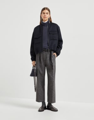 Virgin wool, cashmere and silk sweater Navy Blue Woman - Brunello Cucinelli