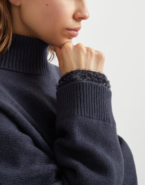 Virgin wool, cashmere and silk sweater Navy Blue Woman - Brunello Cucinelli