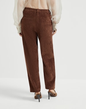 Pantalone Baggy in corduroy Brown Donna - Brunello Cucinelli