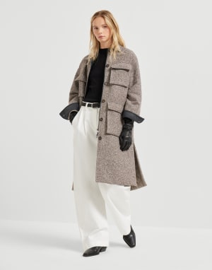 Mélange diagonal coat Light Brown Woman - Brunello Cucinelli