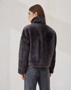 Shearling outerwear Charcoal Woman - Brunello Cucinelli