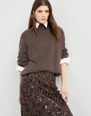 Turtleneck sweater with monili Rust Brown Woman - Brunello Cucinelli
