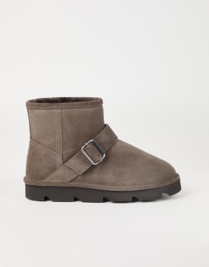 Suede boots with monili Brown Woman - Brunello Cucinelli