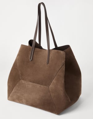 Suede large BC Duo bag Bark Woman - Brunello Cucinelli