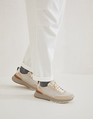 Suede and calfskin runners Chalk Man - Brunello Cucinelli