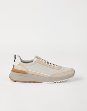 Suede and calfskin runners Chalk Man - Brunello Cucinelli