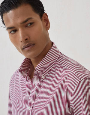 Striped poplin shirt Light Purple Man - Brunello Cucinelli