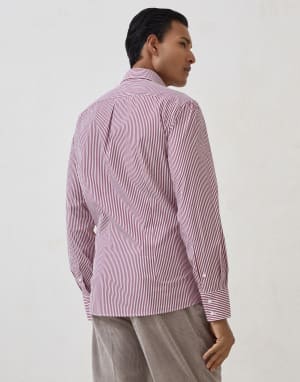 Striped poplin shirt Light Purple Man - Brunello Cucinelli