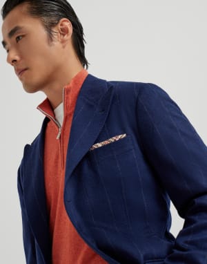 查尔克宽条纹西装套装 空军蓝 男款 - Brunello Cucinelli