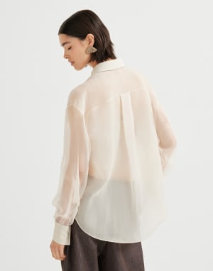 Crispy silk shirt Beige Silk Woman - Brunello Cucinelli