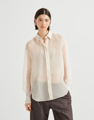 Crispy silk shirt Beige Silk Woman - Brunello Cucinelli