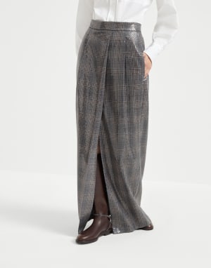 Rock mit Prince of Wales Embroidery Anthrazit Damen - Brunello Cucinelli