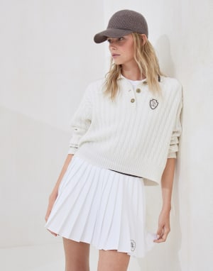 Cashmere knit polo shirt with logo Panama Woman - Brunello Cucinelli
