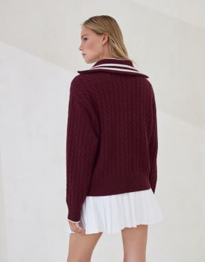 Cashmere cardigan with logo Amaranth Woman - Brunello Cucinelli