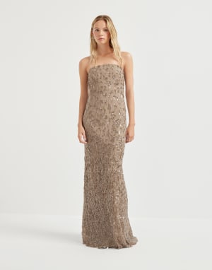 Couture dress with swing drops embroidery Rope Woman - Brunello Cucinelli
