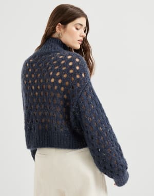 Dazzling Net sweater Navy Blue Woman - Brunello Cucinelli