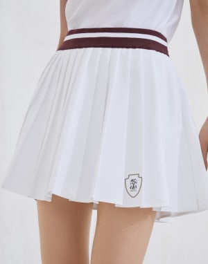 Pleated skirt with logo White Woman - Brunello Cucinelli