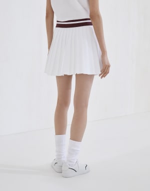 Pleated skirt with logo White Woman - Brunello Cucinelli