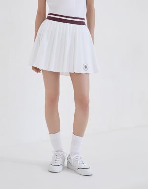 Pleated skirt with logo White Woman - Brunello Cucinelli
