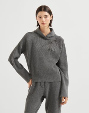 Джемпер из кашемира в английскую резинку Свинцовый Женщина - Brunello Cucinelli