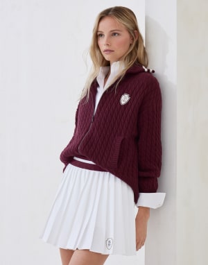 Cashmere cardigan with logo Amaranth Woman - Brunello Cucinelli