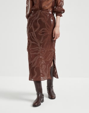 Skirt with dazzling floral embroidery Henna Woman - Brunello Cucinelli