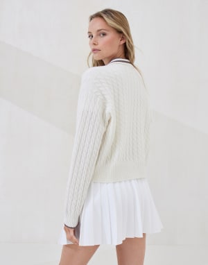 Cashmere knit polo shirt with logo Panama Woman - Brunello Cucinelli