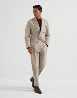 Flannel Leisure fit suit Beige Man - Brunello Cucinelli
