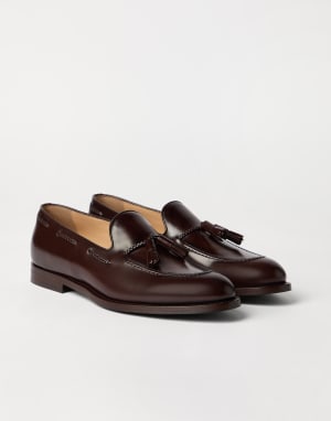 Burnished calfskin loafers Dark Amber Smoke Man - Brunello Cucinelli