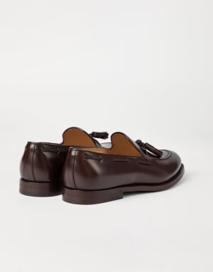 Burnished calfskin loafers Dark Amber Smoke Man - Brunello Cucinelli