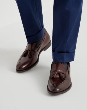 Burnished calfskin loafers Dark Amber Smoke Man - Brunello Cucinelli