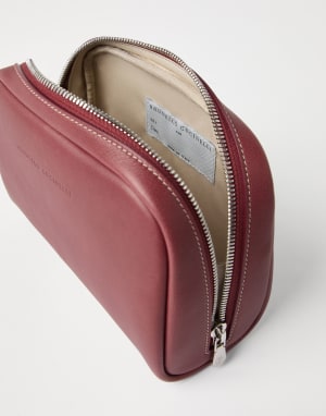 Beauty Case in vitello Burgundy Uomo - Brunello Cucinelli