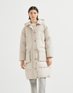 Water-resistant taffeta down jacket Light Grey Woman - Brunello Cucinelli