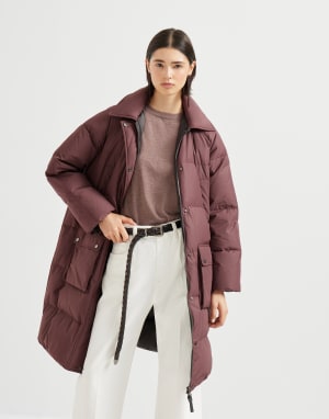 Water-resistant taffeta down jacket Purple Woman - Brunello Cucinelli