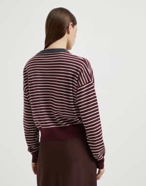 Cárdigan a rayas Amaranto Mujer - Brunello Cucinelli