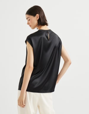 Satin T-shirt Black Woman - Brunello Cucinelli