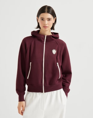 Pique Sweatshirt with logo Amaranth Woman - Brunello Cucinelli