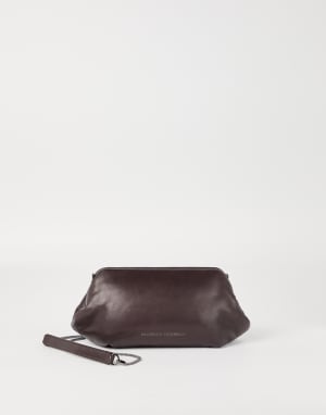 Glossy nappa leather eclipse pouch bag Rust Brown Woman - Brunello Cucinelli