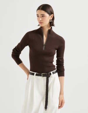 Virgin wool and cashmere sweater Cocoa Woman - Brunello Cucinelli