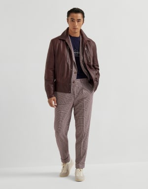 Chemise à carreaux bleu en coton