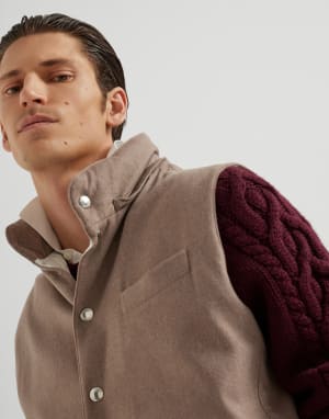 Пуховый жилет из фланели Ореховый Мужчина - Brunello Cucinelli